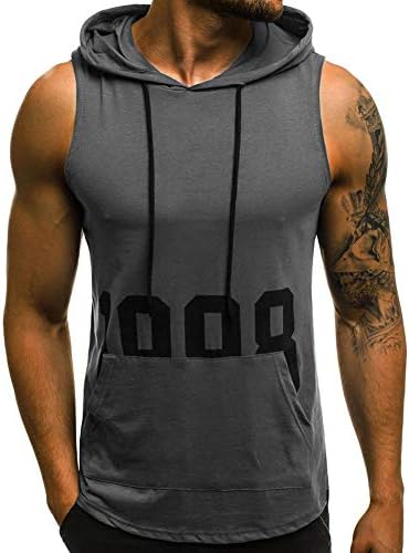 Mens Summer Hooded Sleeveless Sweatshirt Hipster Workout Lightweight Hoodie
