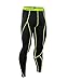BALEAF Men's Running wear Fitness Workout Compression Pants Base Layer Tights Black Fluorescent Yellow Size M
