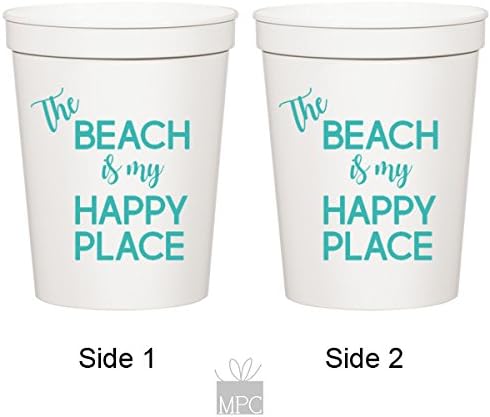 The Beach is My Happy Place, Beach Vacation, Plastic Stadium Cups (10 cups)