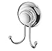 Gecko-Loc Suction Cup Towel Hook for Bathroom Shower or Kitchen Wall - Loofa, Bath Brush Accessories Hooks Holder Bath Tub Removeable Hangers - Silver