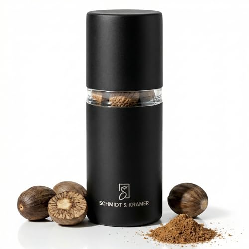 Schmidt &Amp; Kramer Muskatnuss Mühle I Hochwertige Muskatmühle Aus Edelstahl Mit Vorratsbehälter, Scharfes Stahlmahlwerk, Um Frische Muskat-Aromen Mühelos Zu Genießen (Mitternacht)