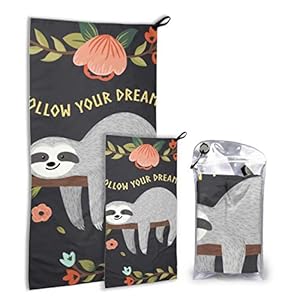 JOCHUAN Follow Your Dreams Cute Baby Sloth On The Tree 2 Pack Microfiber Beach Towels For Men Gym Towels Set Fast Drying Best For Gym Travel Backpacking Yoga Fitnes