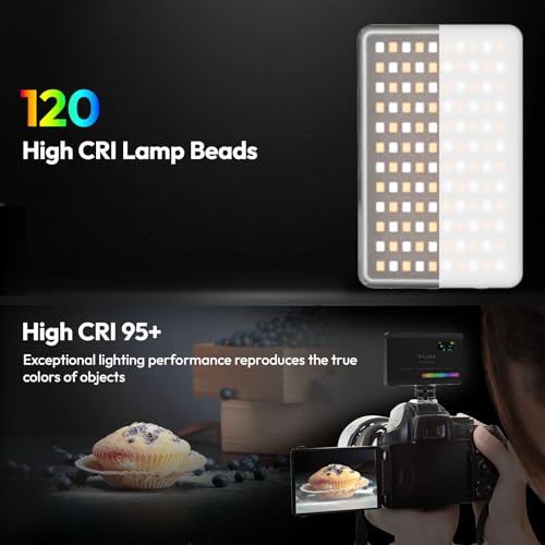 ULANZI VL120 RGB LED Video Light, 5 Inch Video Light Dimmable 2500K-9000K with CRI 95+, Cold Light Shoe & 3100 mAh Battery, Camera Light for DSLR Camera/TikTok Live/Video Photography/YouTube/Vlogs