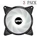 upHere 120mm 3-Pack High Airflow Quiet Edition White LED Case Fan for PC Cases, CPU Coolers, and Radiators (12cm x 12cm x 12cm, 3 Watts, 5 Decibels, 1200 RPM, Compatible with Desktop)