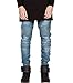 OLRIK Mens Skinny Runway Distressed Slim Denim Biker Jeans Hiphop Pants