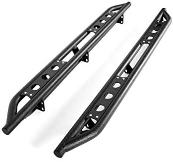 Textured Black Rock Crawler Rock Slider Armor Bar Side Step Rail Nerf Bar Running Boards Fit 2007-2018 Chevy Silverado/GMC Sierra 1500/2500 / 3500 New Body Style Crew Cab (With 4 Full Size Doors)