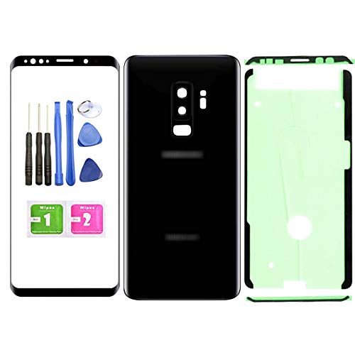 Ubrokeifixit Compatible Front Outer Lens Glass Screen Rear Panel Back Cover Replacement for Samsung Galaxy S9+ Plus 6.2" SM-G965 All Phone Carriers(NO-LCD;NO-Digitizer) (Black)