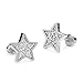 925 Sterling Silver Rhodium Plated Star Pave Cubic Zirconia Screwback Baby Girls Earrings