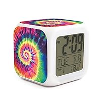 JECIA HOLDER Tie Dye Print Led Alarm Clock Creative Desk Table Clock Multipurpose Calendar Snooze Glowing Led Digital Alarm Clock for Unisex Adults Kids Toy Gift
