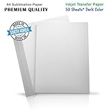 INKUTEN Premium Inkjet Heat Transfer Paper for (Dark Fabrics), Pure Cotton, Polyster Ricoh, SawGrass Printers (50 Sheets) A4