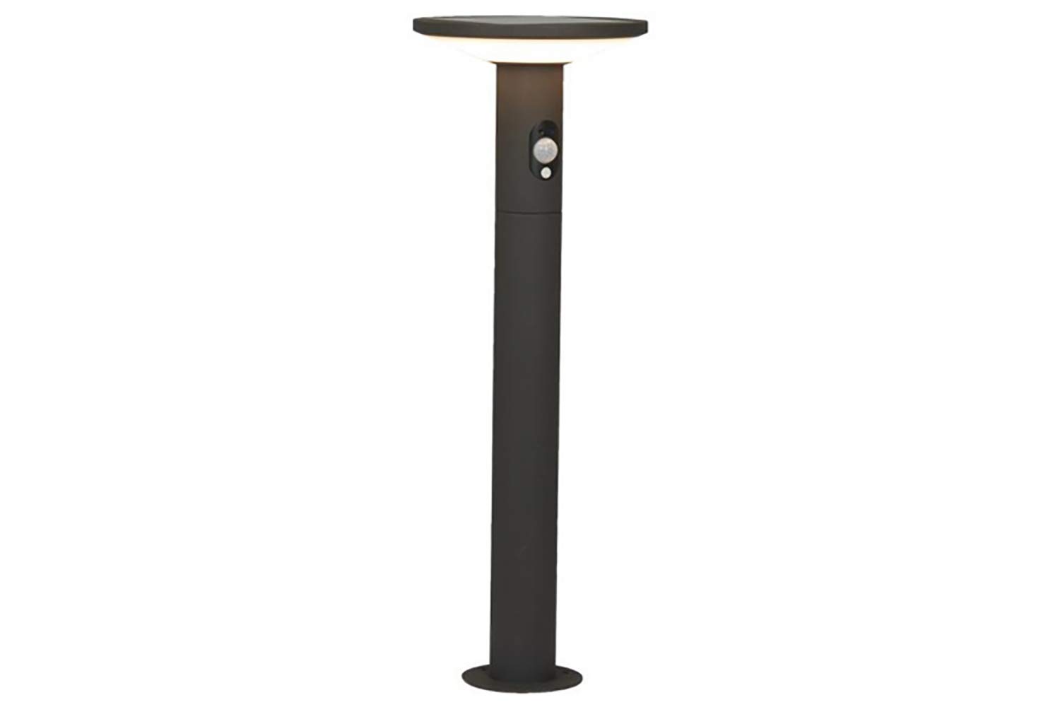 4lite Outdoor LED Circular Solar Bollard Light with PIR Sensor IP54 210lm Die-Cast Aluminium Graphite - Cool White