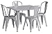 Flash Furniture 31.5'' Square Silver Metal Indoor-Outdoor Table Set with 4 Stack Chairs