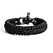 The Friendly Swede Paracord Bracelet with Microcord and D-Shackle - Adjustable Size (Black Small)