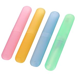 Bonbury Tooth Brush Cover, Case with Lid for Travel – (20 cm x 3 cm x 2 cm, 4 Pieces, Assorted Colour)
