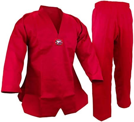 PROWIN1 V-Neck Taekwondo 7.5 oz Gi Uniform w/White Belt WH/BK/RED/Blue (#0000~#8)