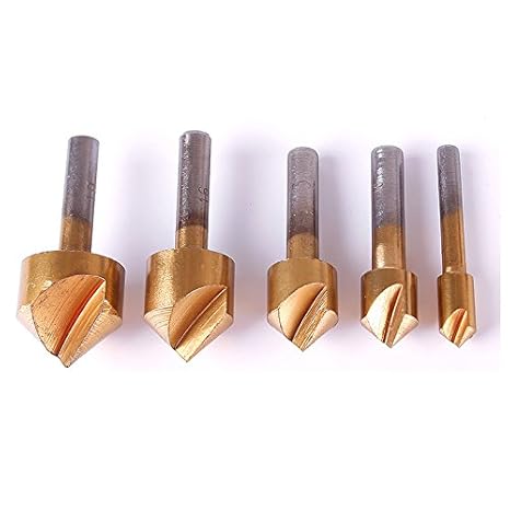 Generic 2015 5pcs HCS Chamfering Drill Bit 90 Dgree End Mill Cutter Bit Countersink Set New