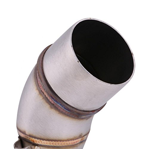Exhaust Middle Pipe, Stainless Steel Motorcycle Slip On Exhaust Middle Link Pipe Adapter Connector for Yamaha R25 R3 2013-2016 Silver