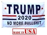 US Flag Factory - 3x5 FT Trump Flag (Made in USA) - US Standard 200 Denier Outdoor SolarMax Nylon (Grommets) (Trump 2020 No BS (White))