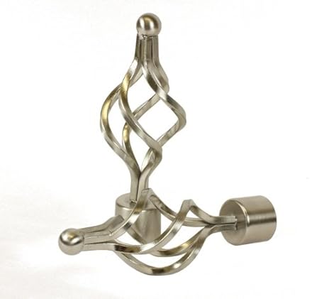 Pair 35mm Crown Curtain Pole Finials Finials Satin Steel Curtain