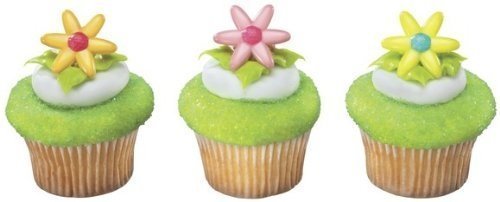 24 ct - Spring Flower Daisy Cupcake Rings