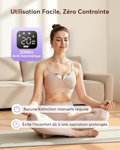 Haokoo K9 Portable Hands Free Electric Breast Pump with Dust-Proof Cap, Silent and Leak-Proof, Powerful Suction, 4 Modes 12 Levels, Nipples 17/19/21/24/27 mm (1 Unit)