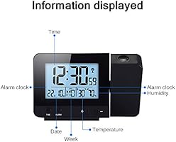 Konesky Reloj de proyección Digital, atenuador Reloj Despertador ...