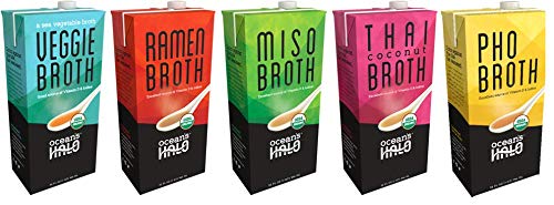 Ocean's Halo Organic/Vegan/Gluten-free Broth Variety Pack (One 32oz. Tetra of Each Flavor)