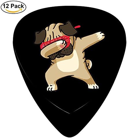 Pimalico Classic Dabbing Pug Design Picks (12 Pack, ) for Electric Guitar, Acoustic Guitar, Mandolin, and Bass / Black