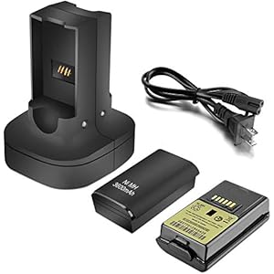 2 Pack Rechargeable Battery with Dual Charging Station Dock for Xbox 360 Controller