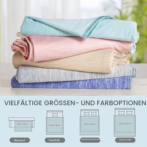 Marchpower Cooling Blanket, 150 x 200 cm, Light Summer Blanket with Japanese Arc-Chill Q-Max > 0.43 Cooling Fibres, Absorbs Body Heat, 2 in 1 Double-Sided Children's Blanket, Sofa Blanket, Travel Blanket, Grey