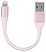 Amazon Basics Double Braided Nylon Lightning to USB Cable, Advanced Collection, MFi Certified Apple iPhone Charger, Rose Gold, 4 Inch