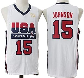 Johnson #15 Dream Team Jersey Mens Basketball Jerseys White M