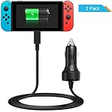 LANMU Car Charger for Nintendo Switch,High Speed Type C Power Cable Adapter for Nintendo Switch(2 Pack, 5FT)