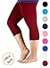 Premium Soft Light Comfy Fit Bamboo Capri Pants Cropped Under Dress Leggings for Women Regular and Plus Size Wine Red 6XL (US 3XL Plus)