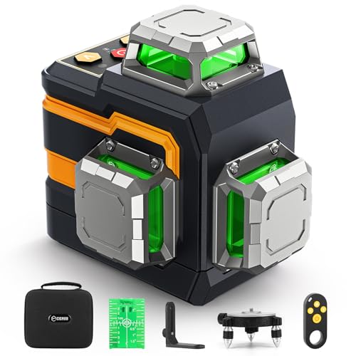 Cross Line Laser, CIGMAN App Intelligent Control, 3 x 360 Degrees, Self-Levelling Laser Spirit Level, with Rechargeable Lithium Battery, Construction Laser, Cross Laser, Green for Indoor Use (CM-S01)