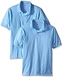 Hanes Men's 2 Pack Short Sleeve Jersey Polo, Light Blue, X-Large