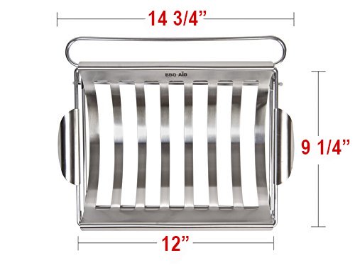 BBQ-Aid Rib Rack and Roasting Rack, Skewer Set Combo - Works for Cooking, Barbecue or Grilling Ribs or Shish Kebabs/Kebobs - Oven Safe - By