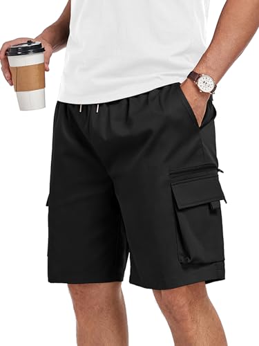 ZAFUL Mens Casual Shorts Flat Pocket Zipper Cargo Shorts Fashion Summer Short Drawstring Outdoor Twill Shorts with 6 Pockets