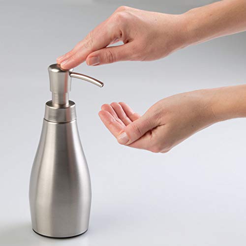 image for MetroDecor mDesign Stainless Steel Soap Dispenser Pump, Toothbrush Hol