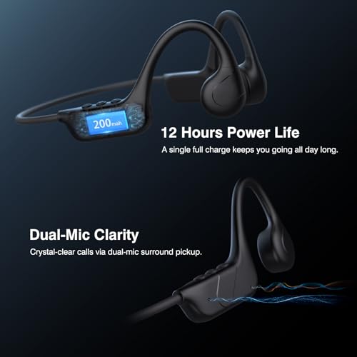 CXK Bone Conduction Headphones IPX8 Waterproof Swimming Headphones, Bluetooth 6.0 Open Ear Earbuds MP3 Mode with 32GB Memory, 12H Playtime, Underwater Wireless Headset Secure Fit for Running, Cycling