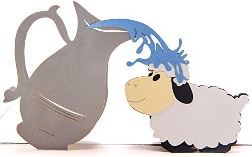 Loyoc Handmade Baptism Pop Up Card for Girl Boy Baby Shower Cute Sheep Bathing the Holy Water Congratulations Invitations Card with Matching Envelope (Baptism Sheep)