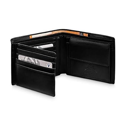 360°Business Geldbörse Herren RFID Schutz mit 12 Kartenfächern & Sichtfach - Portemonnaie Männer Münzfach - Schwarz Kunstlede