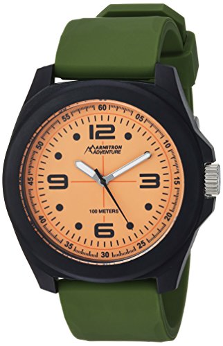 Armitron Adventure Men's AD/1012ORBKGN Luminous Dial Army Green Silicone Strap Watch