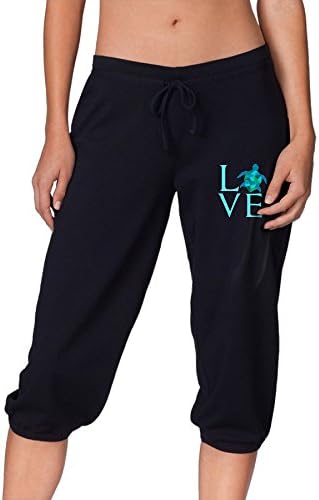 Love Sea Turtles Mint Active Women's Lightweight Relaxed Fit Drawstring Woven Capri Pant M