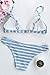 CUPSHE Women Stripe Printing Bikini Set Beach Bathing Suit,Light Blue,Small