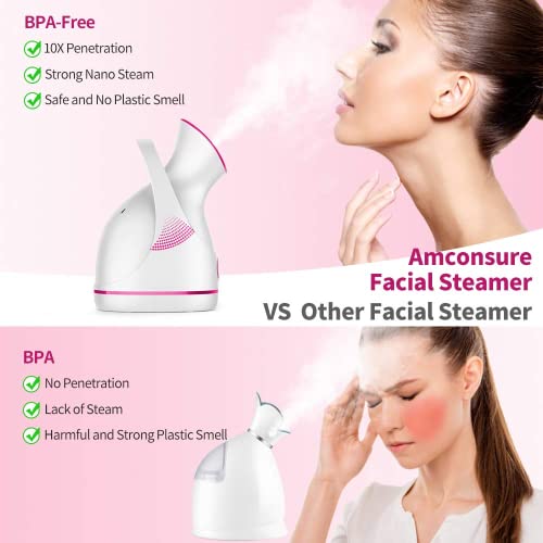 Amconsure Facial Steamer Nano Ionic Face Steamer Warm Mist Steamer