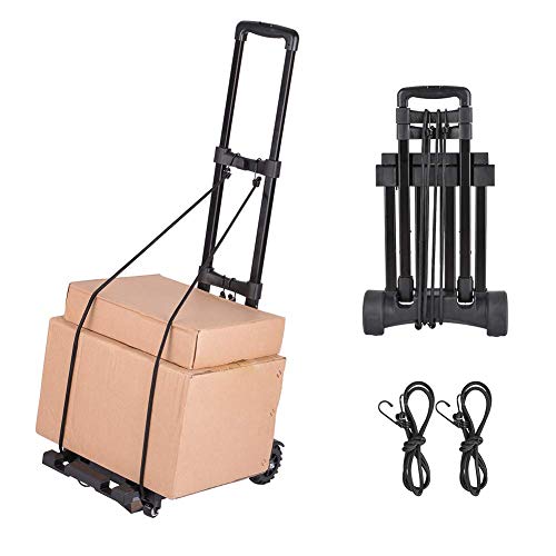 Foldable Luggage Cart, Hand Truck with 4 Wheels, Collapsible Portable