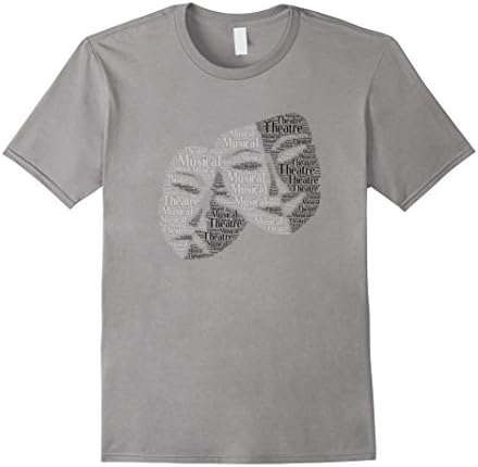 Men's Theatre Masks Drama Comedy Tragedy Word Cloud T-Shirt 2XL Slate