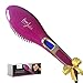 FemJolie Hair Straightening Brush Best for Beauty Styling (w/Velvet Pouch, Glove) 40W Professional Heated Ceramic Straightener Comb, Purple