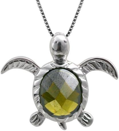 Amazon ハワイアンジュエリー ホヌ 亀 グリーンペリドット シルバーペンダント ボックスチェーン付 ネックレス 通販